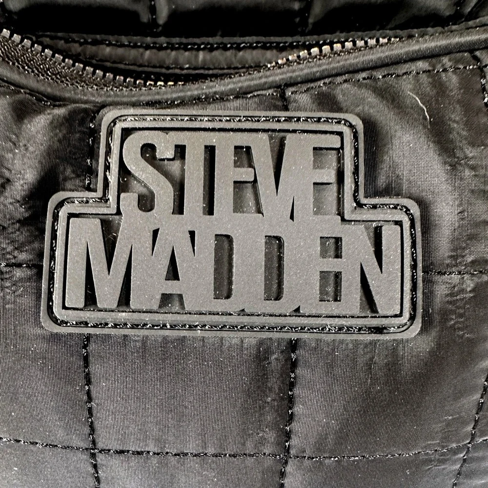 Steve‎ Madden Backpack Womens OS Black New Quilted Nylon Multi-Pocket Charm Bag